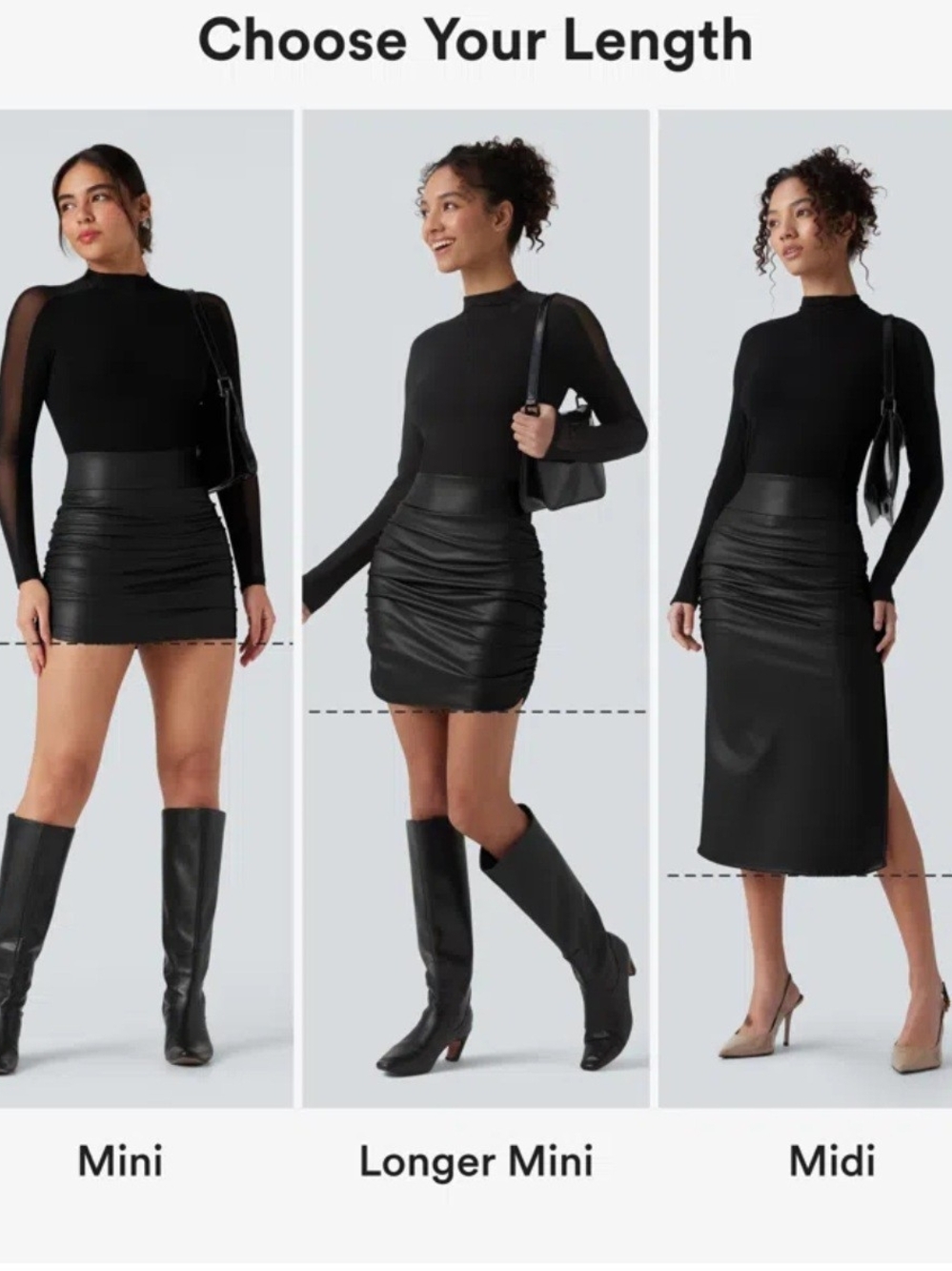 NWT Halara High Waist Tummy Control Ruched Convertible Skirt Women's M Black